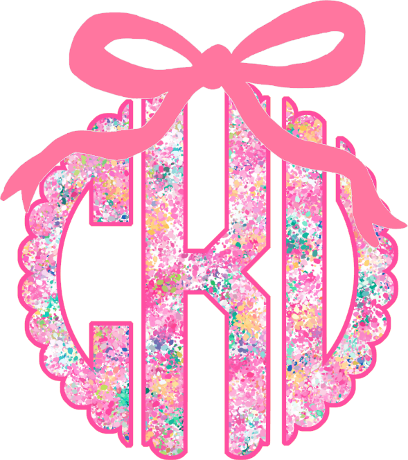 Pink Colorful Bow Monogram