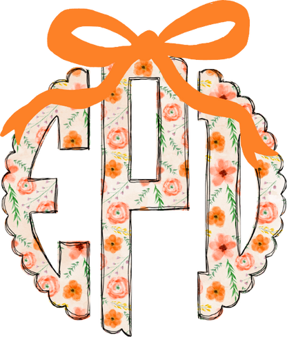 Personalized Floral Bow Initials