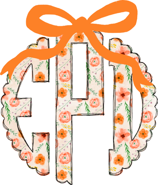 Personalized Floral Bow Initials