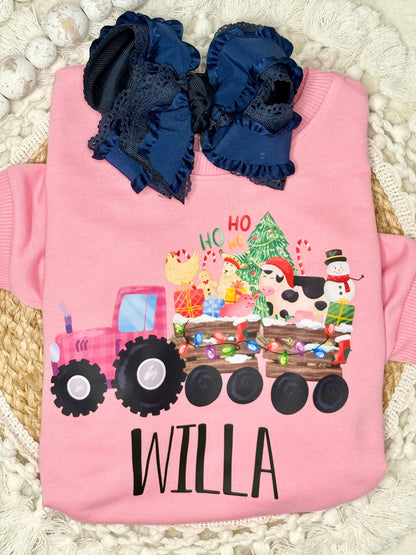 Pink Christmas Tractor