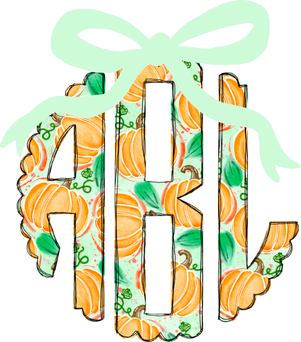 Personalized Blue Bow Pumpkin Initials