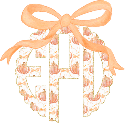 Personalized Sparkle Bow Pumpkin Initials