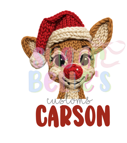 Faux Crochet Reindeer Santa Hat