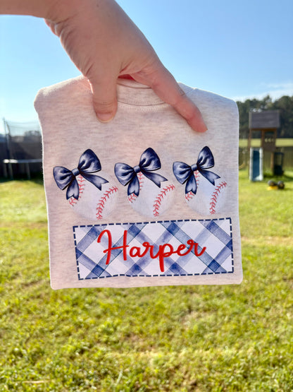 Baseball Girl Bow Name