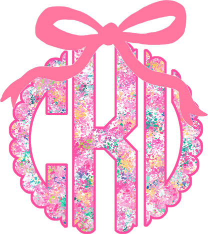 Pink Colorful Bow Monogram