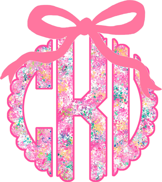 Pink Colorful Bow Monogram