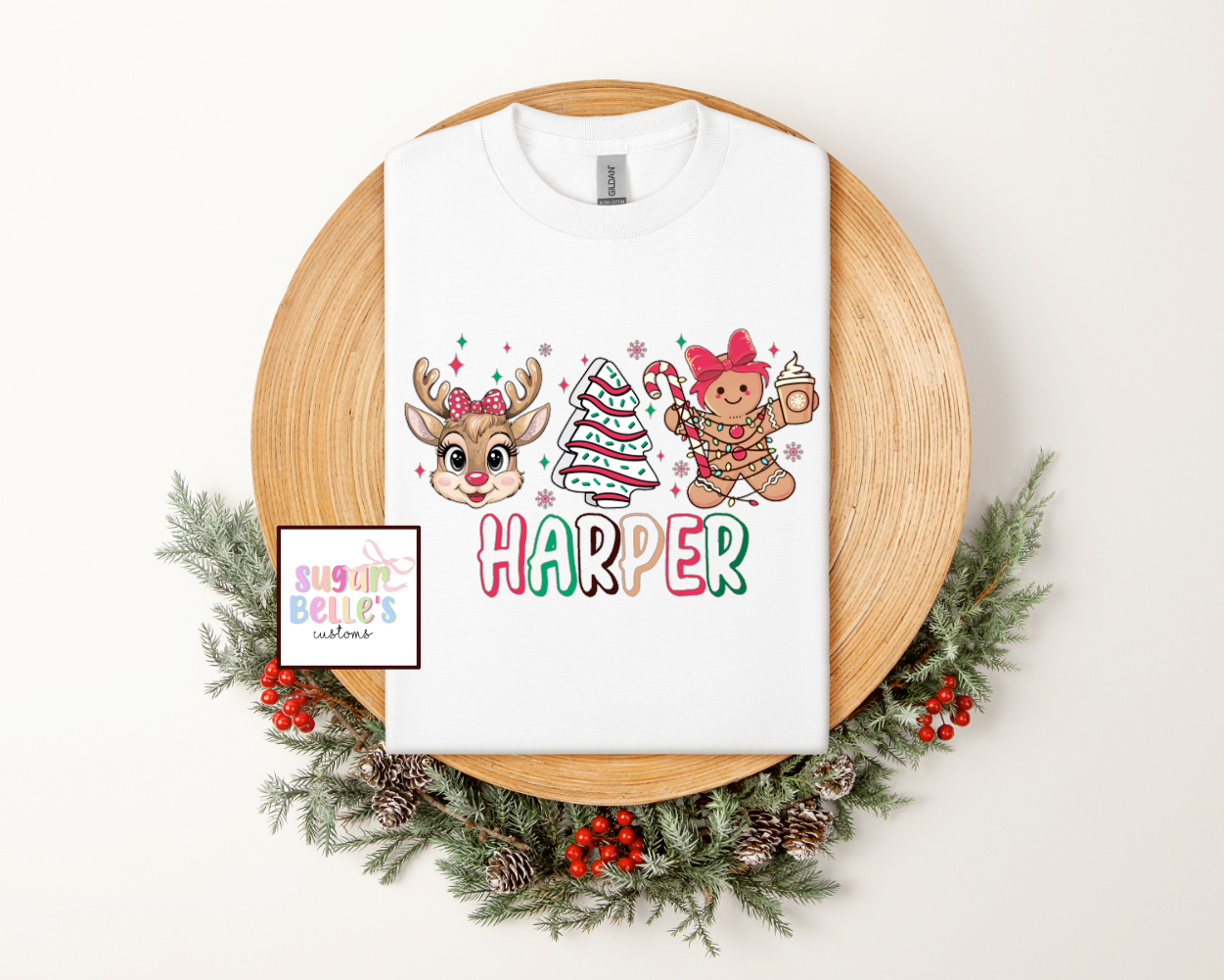Gingerbread Christmas Cake Reindeer Name - GIRL
