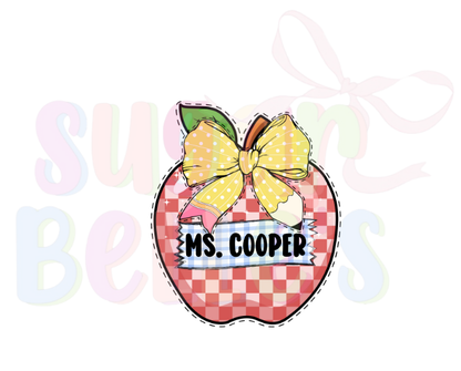 School Apple Bow Name