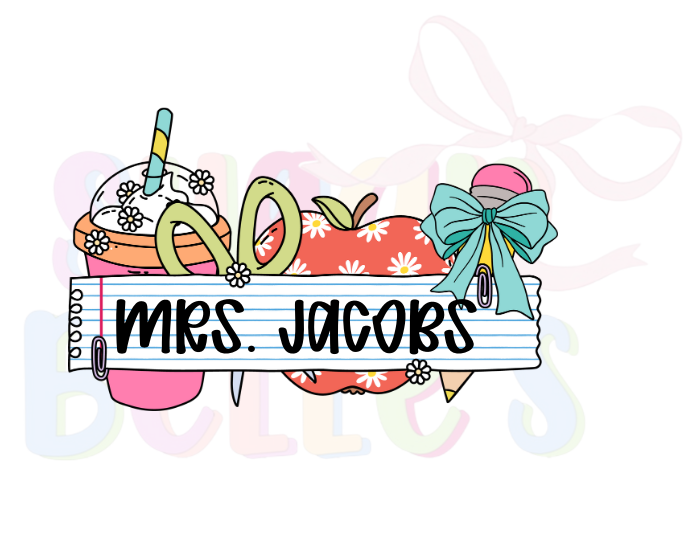 Coffee Apple Pencil Teacher Name