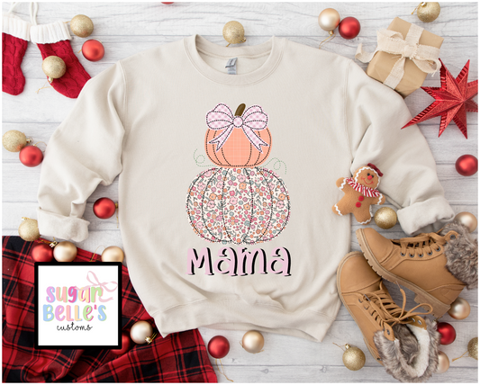 Floral Stacked Pumpkin Name
