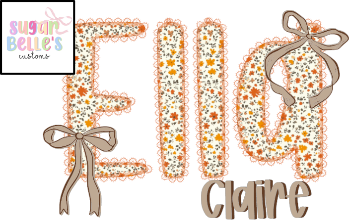 Lace Fall Floral Bow Name