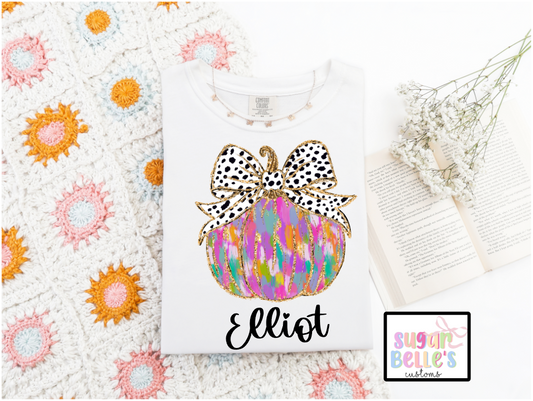 Bright Brushstroke Pumpkin Name