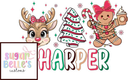 Gingerbread Christmas Cake Reindeer Name - GIRL