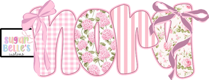 Pink Floral Alpha Bow Name