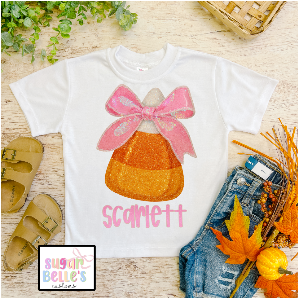 Glitter Bow Candy Corn Name