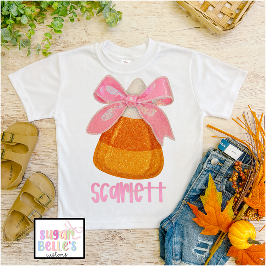 Glitter Bow Candy Corn Name