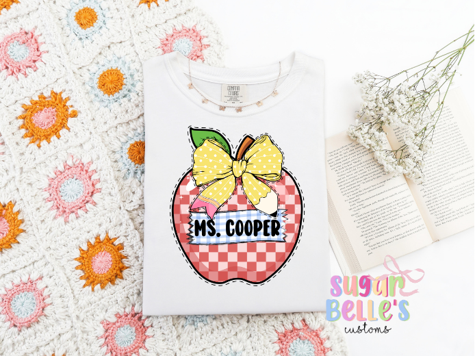School Apple Bow Name