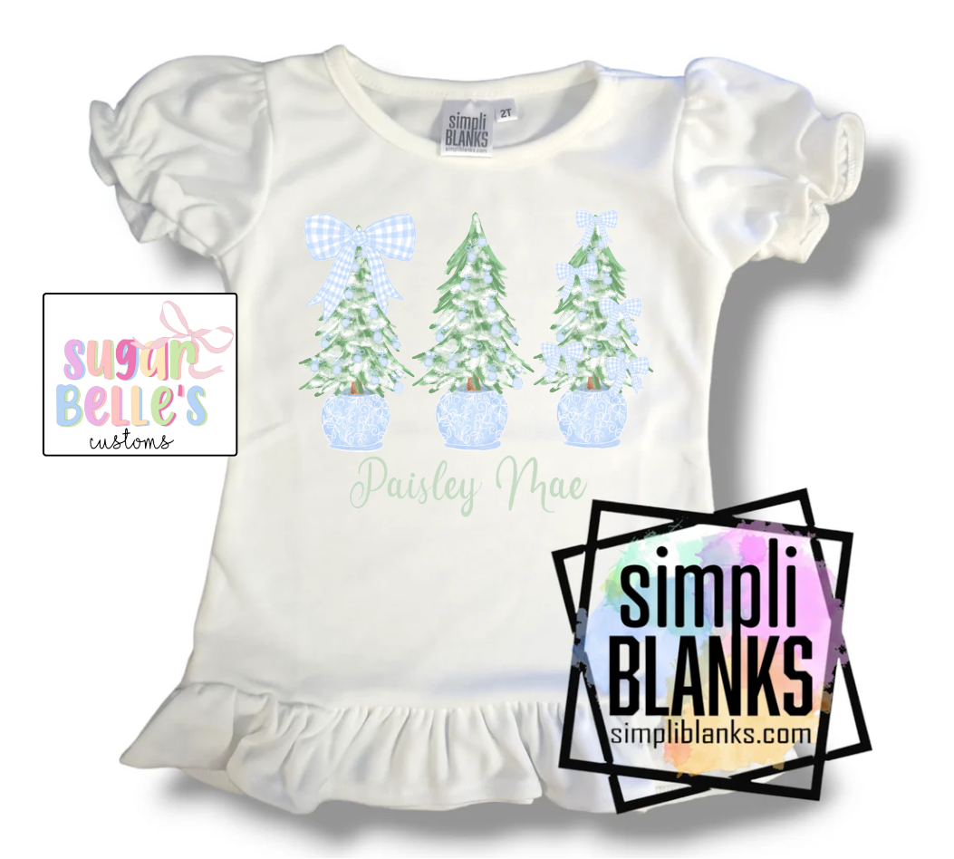 Blue and Green Preppy Christmas Tree Name