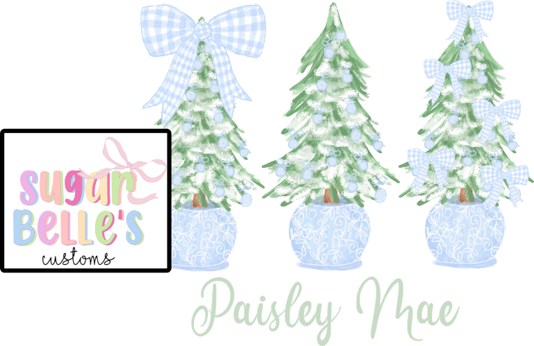 Blue and Green Preppy Christmas Tree Name