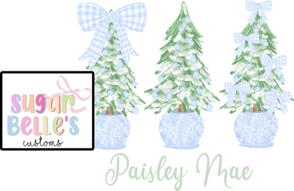 Blue and Green Preppy Christmas Tree Name