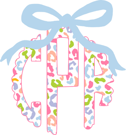 Colorful Leopard Bow Monogram