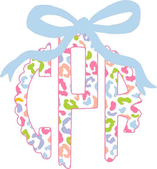 Colorful Leopard Bow Monogram