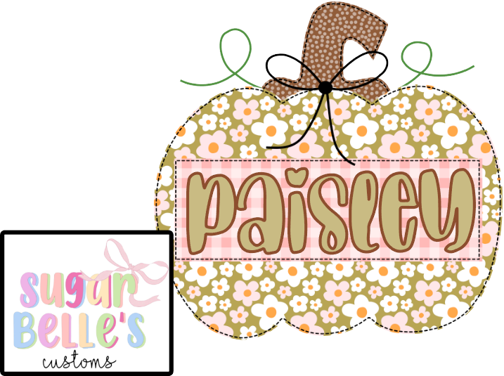 Green Floral Pumpkin Name