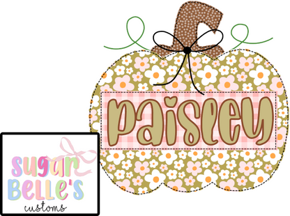 Green Floral Pumpkin Name