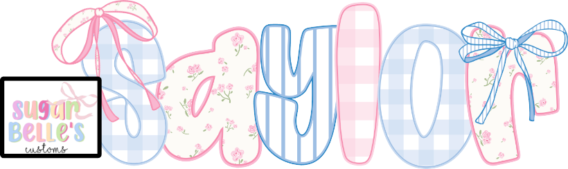 Blue and Pink Alpha Name Girly Bows