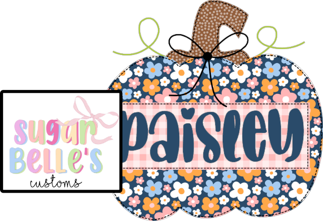 Blue Floral Pumpkin Name