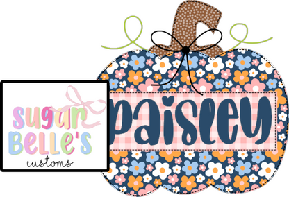 Blue Floral Pumpkin Name