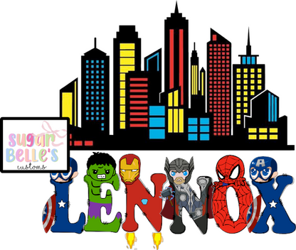 Super Hero Alpha Name - Spiderman, Hulk, Captain America, Iron mane